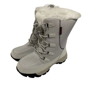 HobiBear Snow Boots Women's Winter Fur Lined Lace Up Gray Size US 6.5